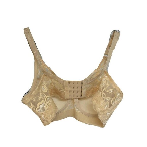 Womens Floral Lace Underwire Lightly Padded Peach Bra 38C New Adjustable - Picture 6 of 12
